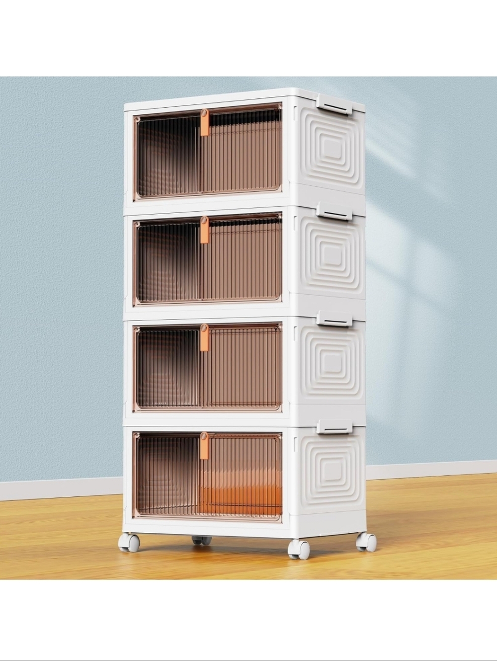 4Tier Plastic Storage Bins w/ Lid 23QT, Stackable Storage Containers with wheels